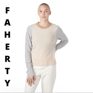🌟NEW Faherty Summit color block crew neck sweater size XS